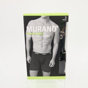 Murano Mens Underwear Boxer Brief Black Comfort Stretch Fabric 2-Pack Size Large